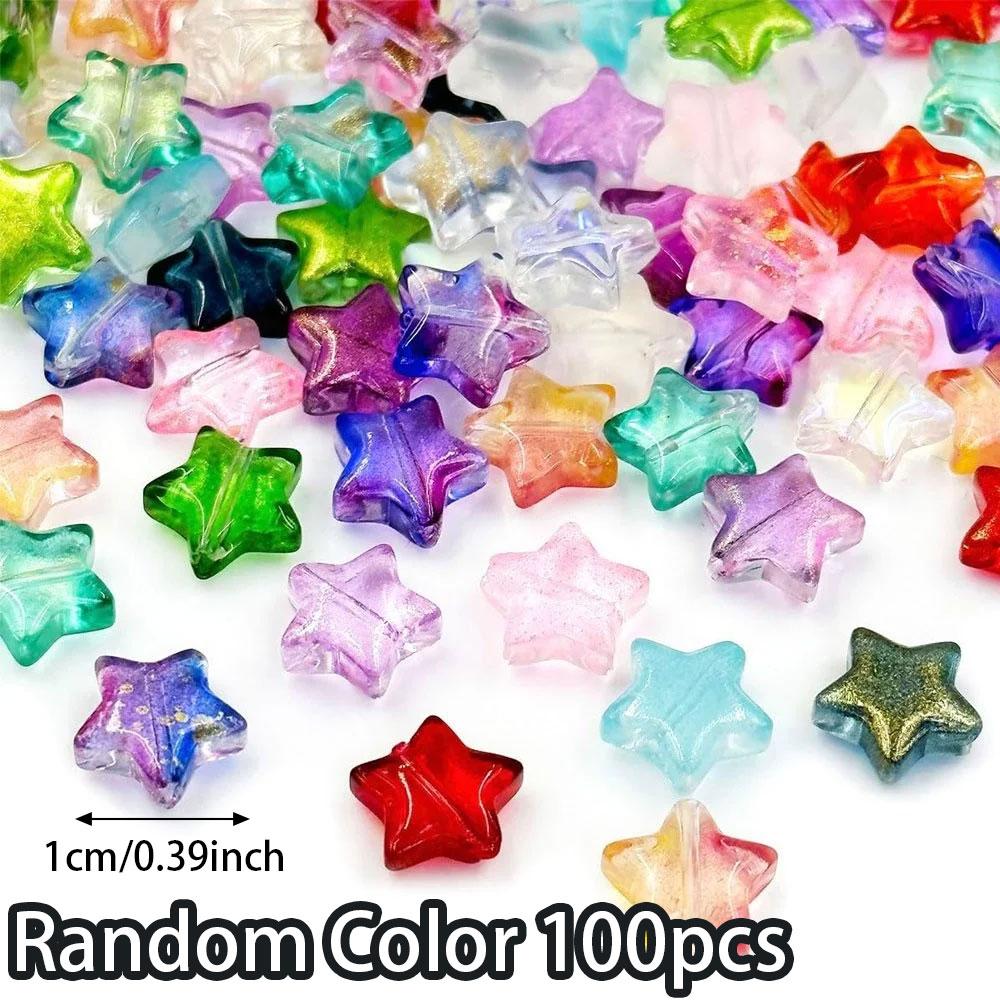 20/50/100pcs Glass Material Mixed Colors Star Glass Beads Creative Star Decorative Beads Colorful Interval Beads DIY Bracelet Necklace Earrings Key