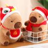 Cap Christmas Capybara Plush Toys Cartoon Animals Fill Doll Pillow Gift Cushion