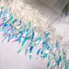 1 Yard Sequins Lace Sewing Garments Accessories DIY Fringe Mesh Tassel Embroidered Ribbon Sewing Craft for Dance Party