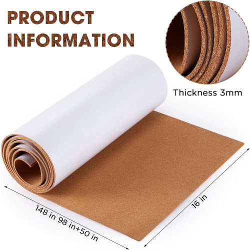 NEXTER Self-Adhesive Cork Sheet, 40cm x 2m, 2mm Thick, Heat-Insulating, Sound-Dampening, and Non-Slip, for DIY, Coasters, and Home Decor (Rectangular,
