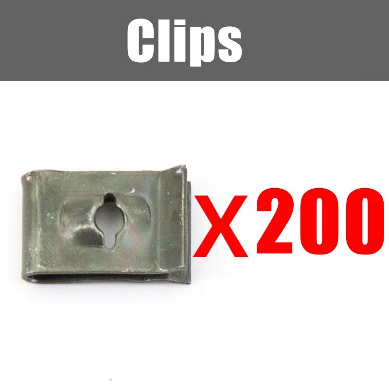 100-200pcs Mixed Car Motorcycles Metal Screw Tapping Fastener Clip U-Type Clip with Screw Anti-rust Protection Clip Screw Buckle