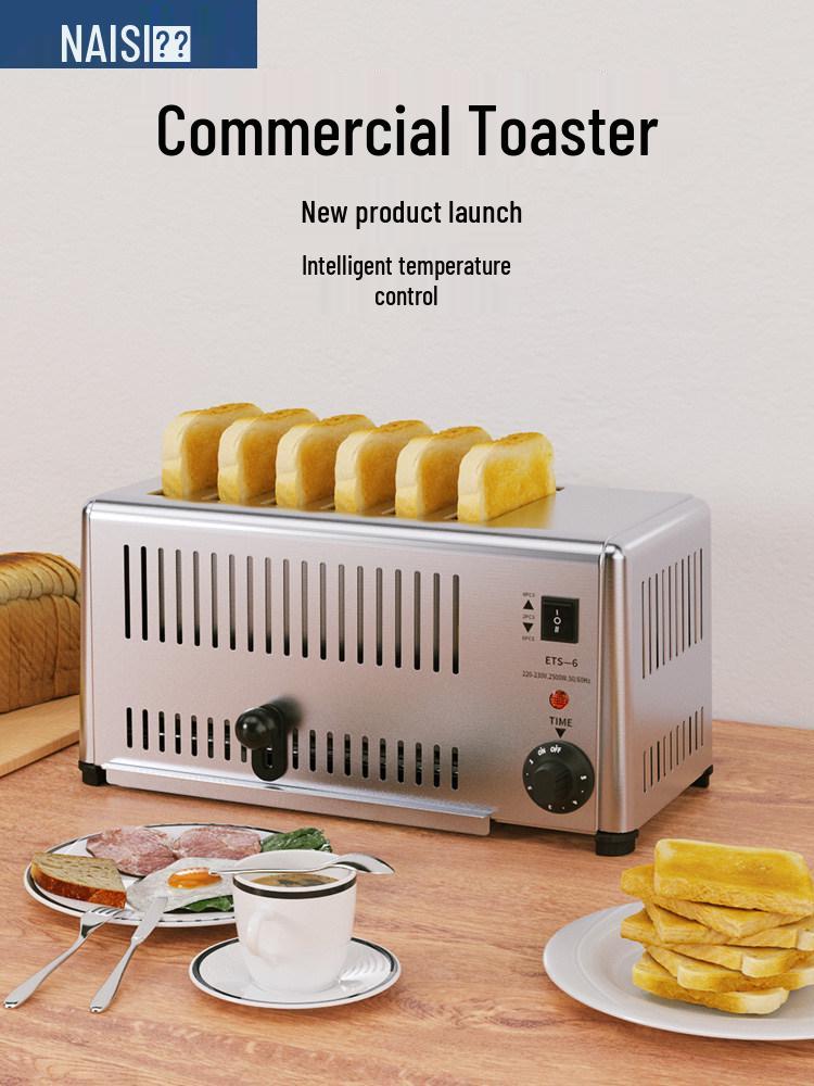 Naisiduo Commercial Toaster: 4- or 6-Slice with Bun and Meat Roasting Options