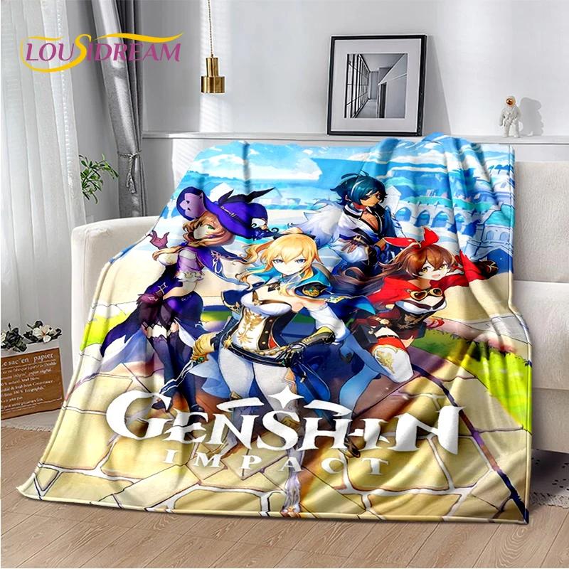 Новый Персонаж Genshin Impact Одиночная Мультяшная Игра Мягкое Одеяло, Мягкое Пледовое Одеяло для Дома Спальни Кровати Дивана Пикника Подарок Ребенку