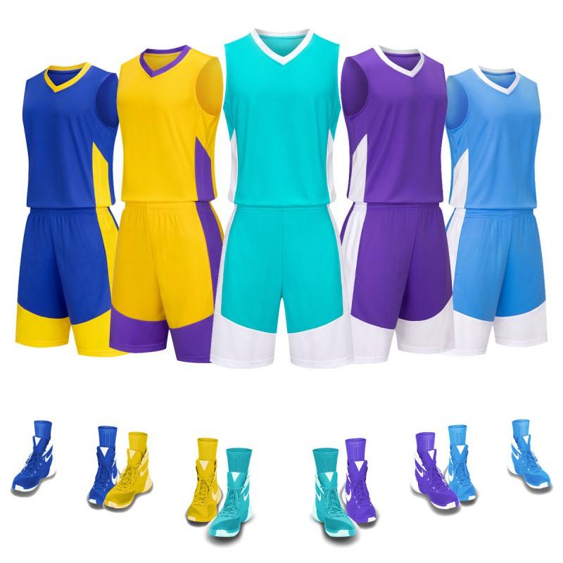 Mens Basketball Jersey Set Adult Kids Training Sports Outdoor Quick-Dry Team Uniform Plus Size