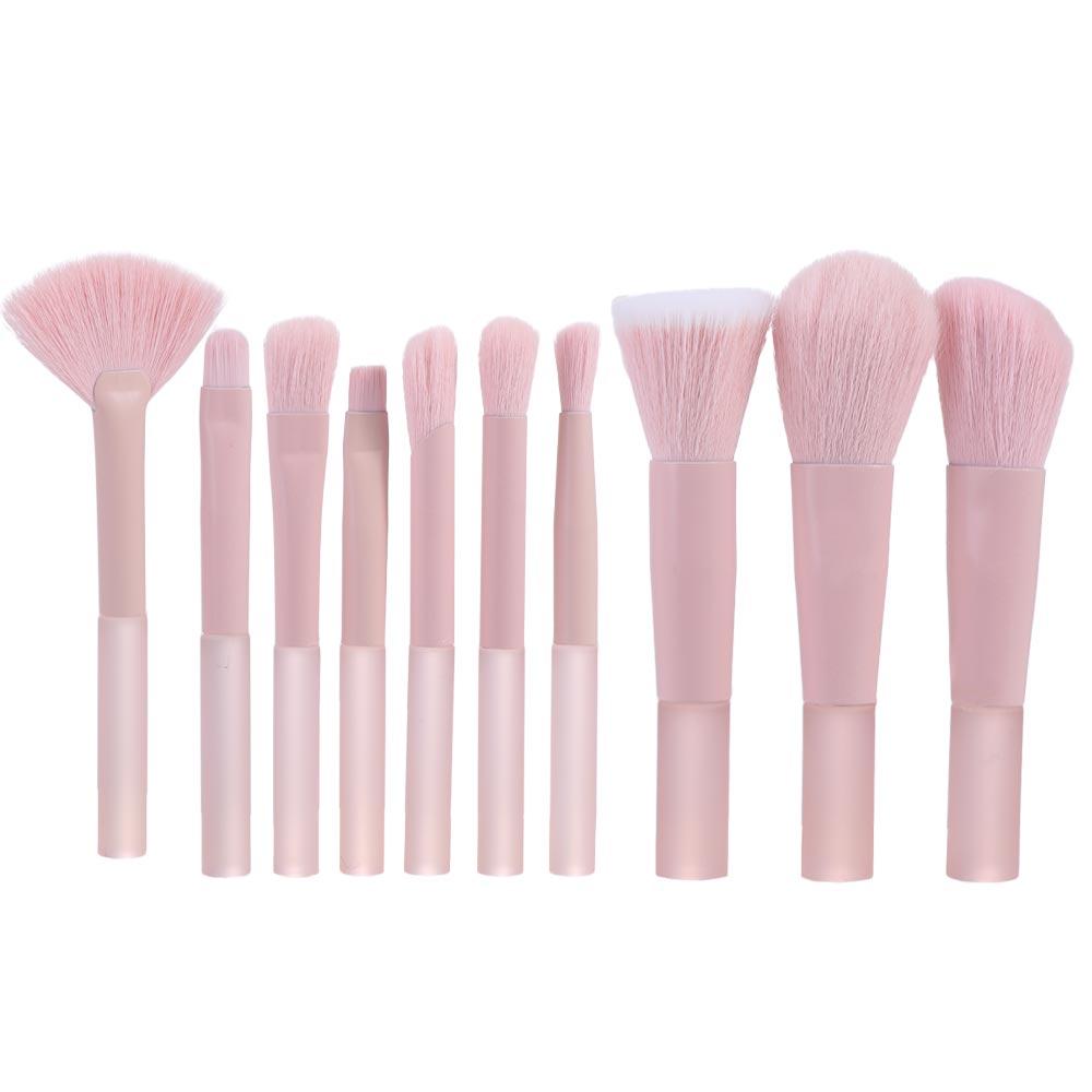 10Pcs/Set Candy Color Mini Size Makeup Brush Set Translucent Jelly Pink Cosmetic Brush Make Up Tool