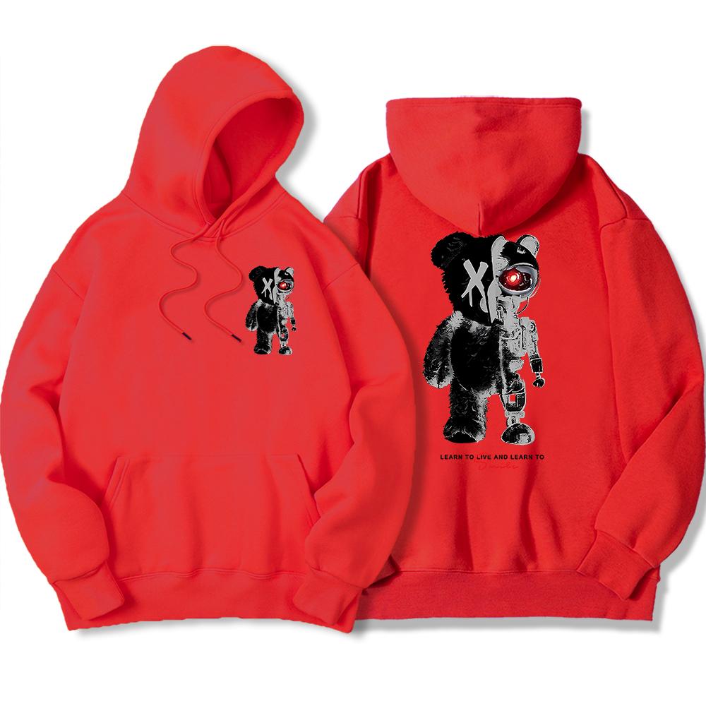 Half A Ted Bear, Half A Robotic Bear Man Hoodie Vintage Oversize Hoody High Quality Sweatshirt Simple Autumn Women Clothes
