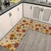 1Pcs Spring Sunflower Pattern Floor Mat Modern Kitchen Polyester Rug, Non-Slip Colorful Indoor Carpet, For Home Bathroom Bedroom Living Room Decor