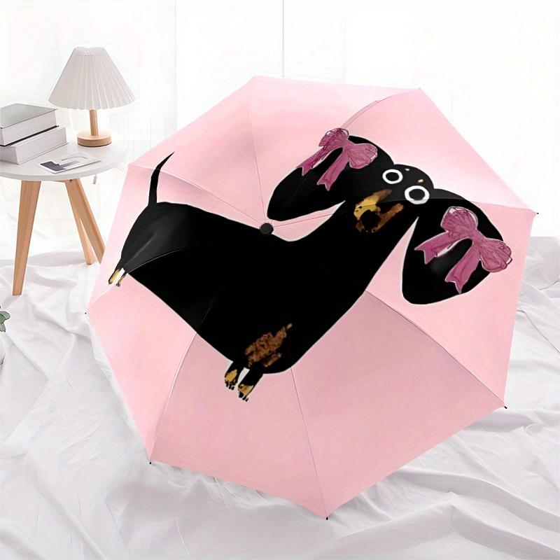 1pc Cute Dachshund Pattern Automatic Open/Close Exquisite Umbrella - Compact Travel Umbrella, 8-Rib Heavy-Duty Construction, Ideal Gift,28067
