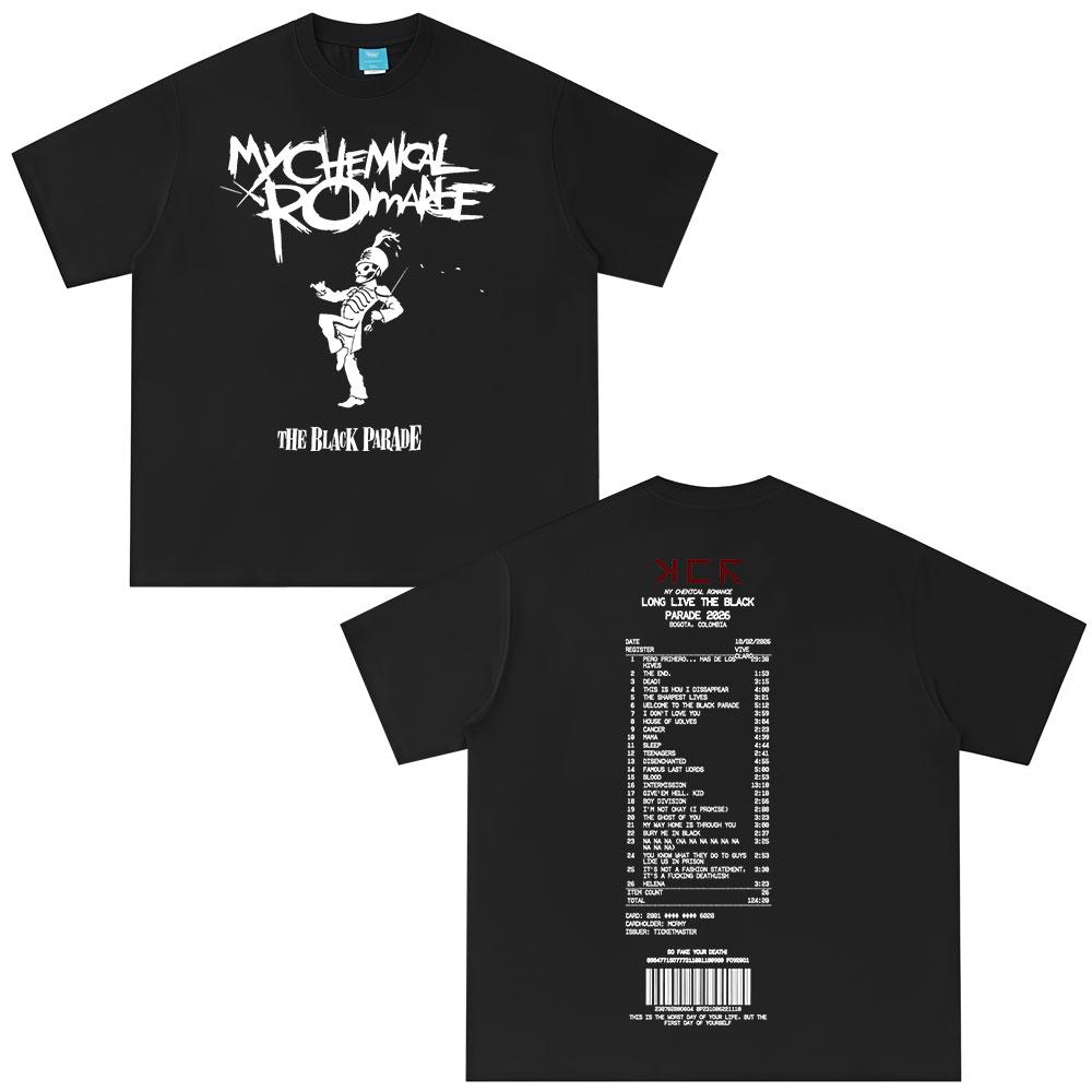 Rock Band My Chemical RoUnisexce Tshirt The Black Parade 2026 Tour Tshirts Unisexs Women Clothing Vintage Gothic T Shirt Streetwear