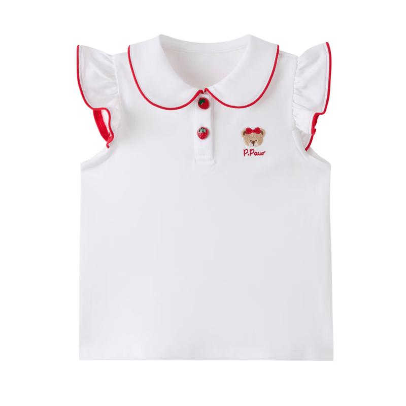 PawinPaw Baby Girls' Cartoon Bear Lapel T-Shirt