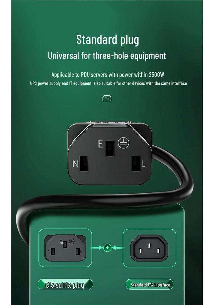 Shan Ze C13 to C14 Three-Pin Extension Cord for Computers and Appliances