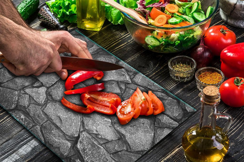 GLASS PLATE CUTTING BOARD 52x40 STONE
