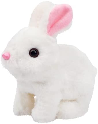 Hopearl Hopping Bunny Interactive Electronic Pet Plush Toy with Sounds Movements Animated Walking Wiggling Ears Twitching Nose Gift for Kids 18cm