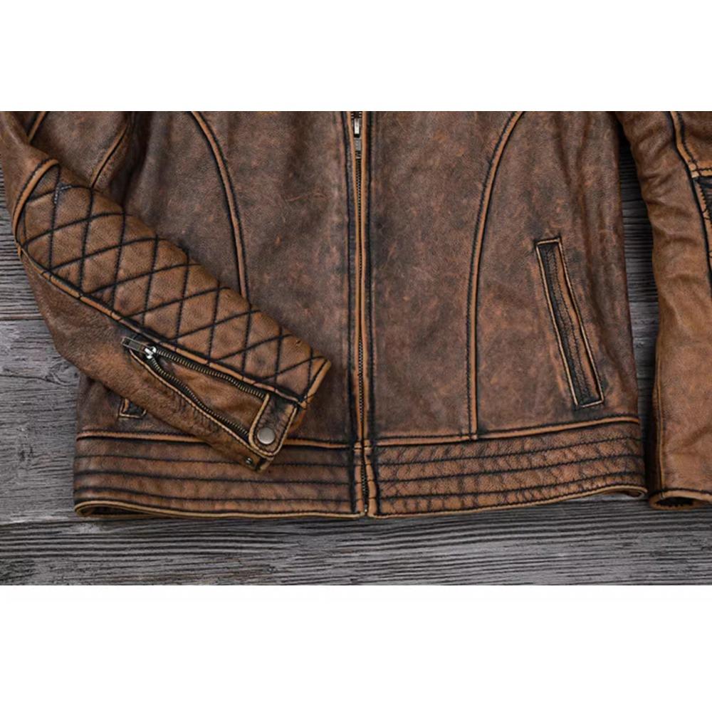 Китайский размер винтажная мужская коричневая кожаная куртка Genine коровья кожа мотоциклетный стиль коровьи куртки для мужчин осень