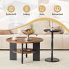 2-Piece Round Coffee Table Set, Wood Fiberboard PVC Vacuum-Press, 80 cm Table with Storage and 38 cm Side Table, Living Room and Bedroom