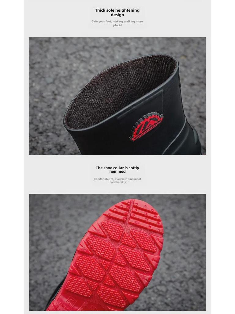 Мужские водонепроницаемые нескользящие модные резиновые сапоги средней высоты