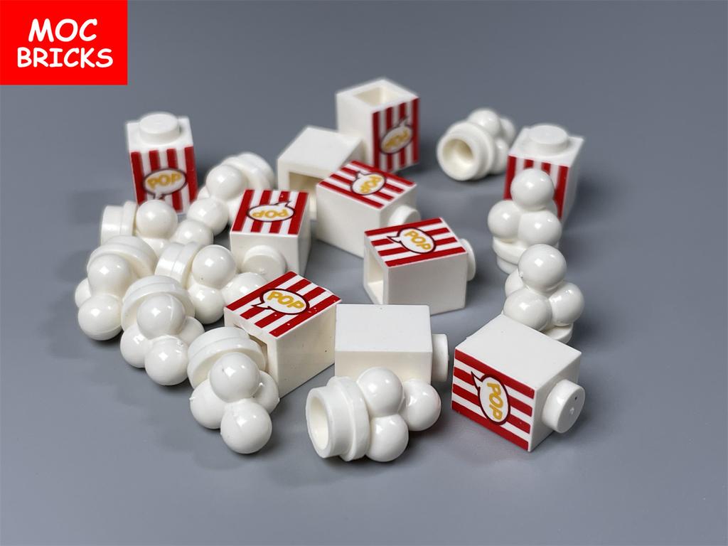 10 шт. Кубики MOC Кирпичик с принтом 1x1 Попкорн Еда Аксессуары для города Friends Сборные детали Игрушки для детей Строительные блоки