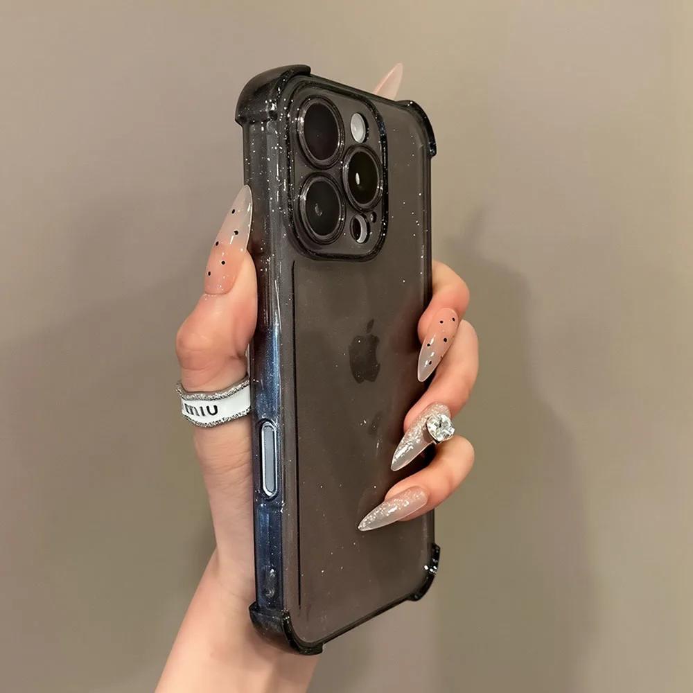 Прозрачный чехол с блестками для iPhone 17 Pro Max 16 15 14 13 12 11 Pro Max 16 PLUS 17 Air Силиконовый Мягкий Прозрачный Бампер