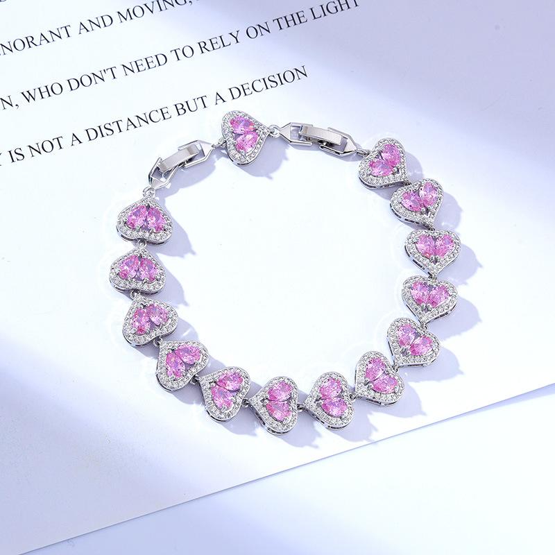 Water Drop Love Zircon Bracelet Copper Platinum Plated 17.5Cm Long Free Extension Buckle Color Treasure Bracelet