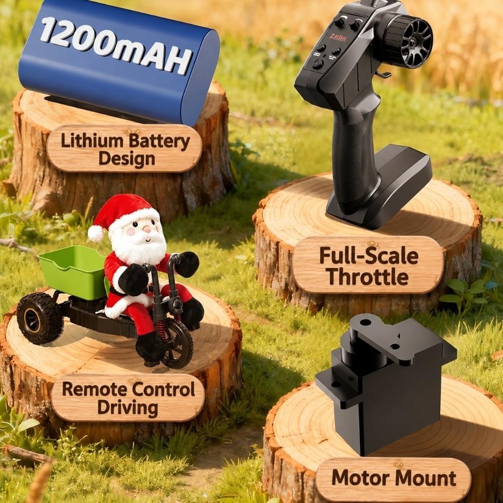 Santa Claus Doll Figure RC Tricycle Cartoon Remote Control Drift Car  Christmas Gift