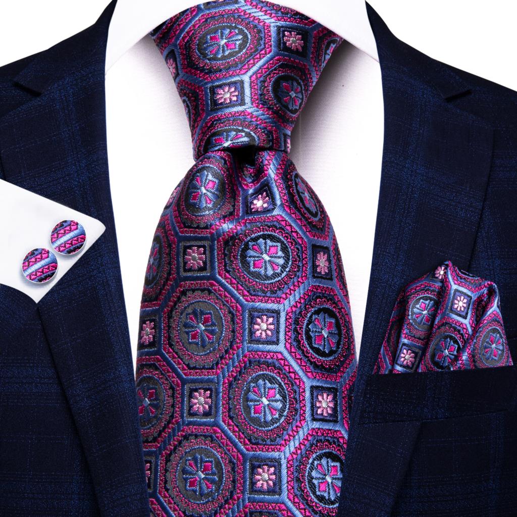 Hi-Tie Фиолетовый Однотонный Шелковый Галстук с Узором Пейсли Свадебный для Мужчин Новинка Платок Запонки Подарок Набор Галстуков для Мужчин Вечеринка Бизнес Дропшиппинг