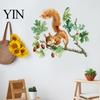 Watercolor Squirrel Stickers Wall Sticker, Cute Tree Branch Decal, Removable PVC Art Forest Animal Mural for Living Room, Bedroom, Nursery Easy