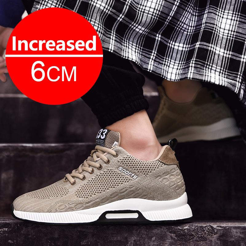 Men's Summer 6cm Height Increase Breathable Soft Mesh Casual Sneakers Lightweight Comfortable Elevator Shoes Outdoor Lift Sports