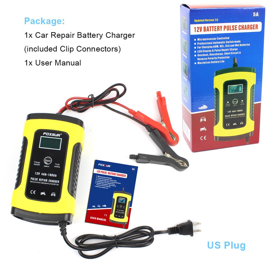 12V 5A Импульсное зарядное устройство для ремонта аккумулятора для автомобиля и мотоцикла AGM GEL WET свинцово-кислотный