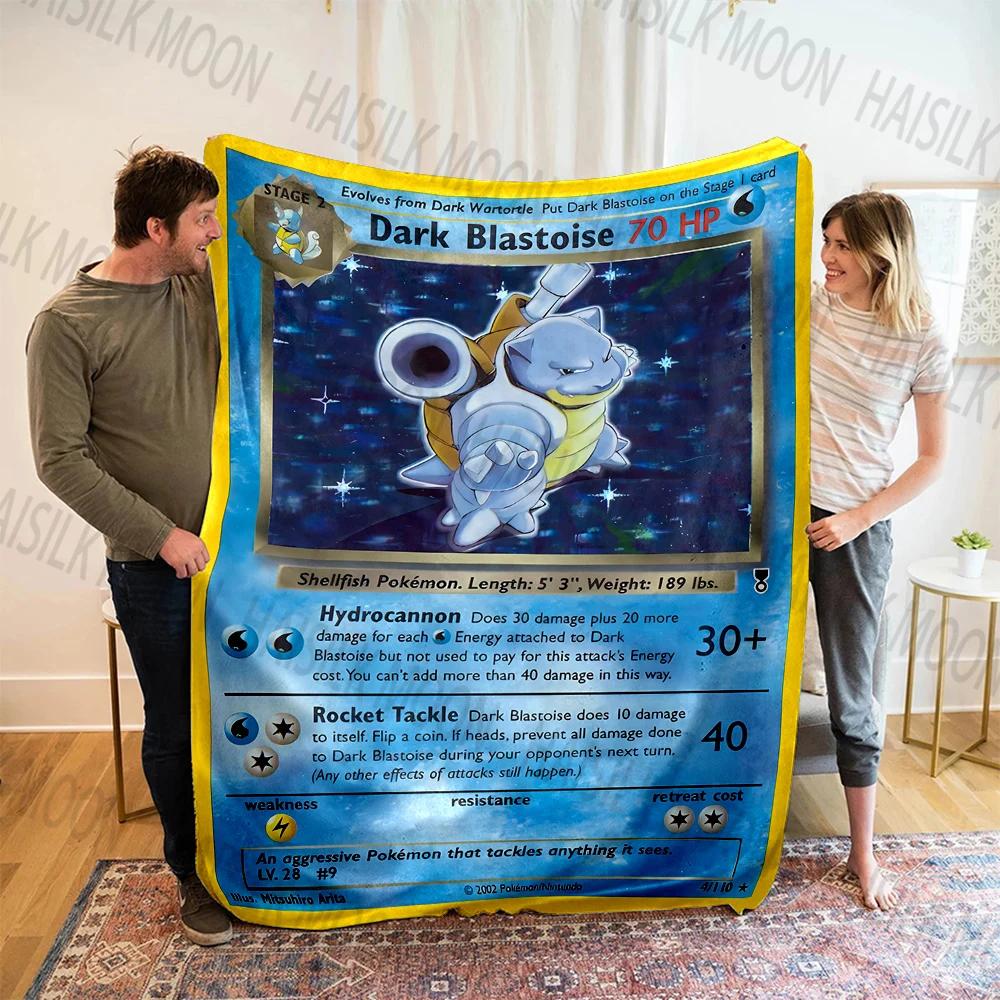 1PC Japan Pokemon Cards S-Squirtle Printed Blanket, Cozy and Warm Blanket for Sofa, Bed, Camping,Holiday Gift for Family Friends