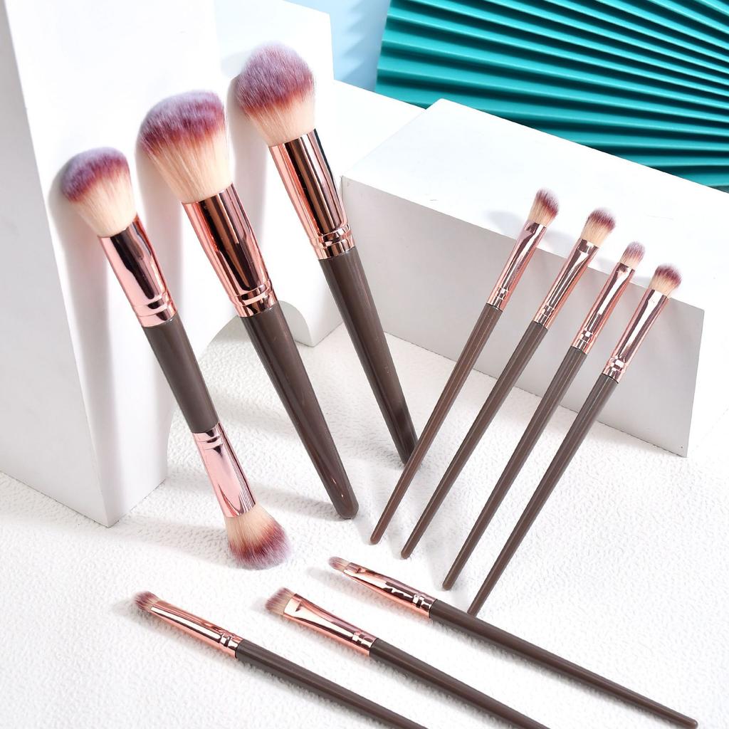 Hot-Selling Champagne Color Makeup Brush Set with Bag 10pcs 20pcs Beauty Tools Foundation Brush Eyeshadow Brush Loose Powder Gold