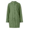 Womens Solid Color Jacket Casual Loose Fit Button Coats Button Up Long Sleeve Outerwear With Pocket, Hooded Overcoat