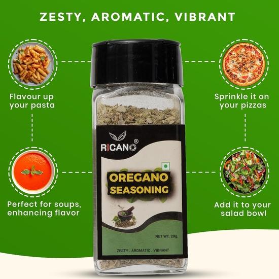 Ricano Oregano 20 g | 100% Pure Herb | 20 g Net Wt. | Italian Seasoning | Pizza Topping | Pasta Flavor Enhancer (20 g, Pack of 1)