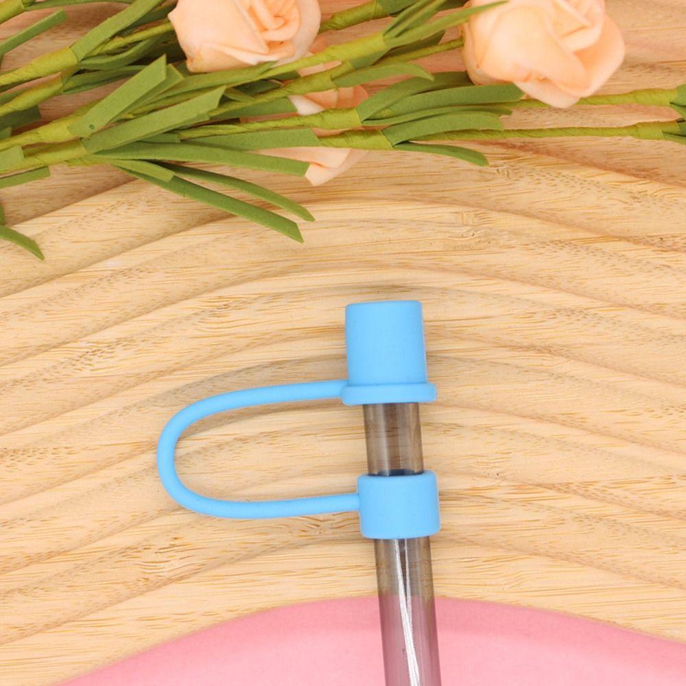 10pcs 10mm Dustproof Plug Silicone Straw Sleeve Simple Straw Cover  Drinking Straws