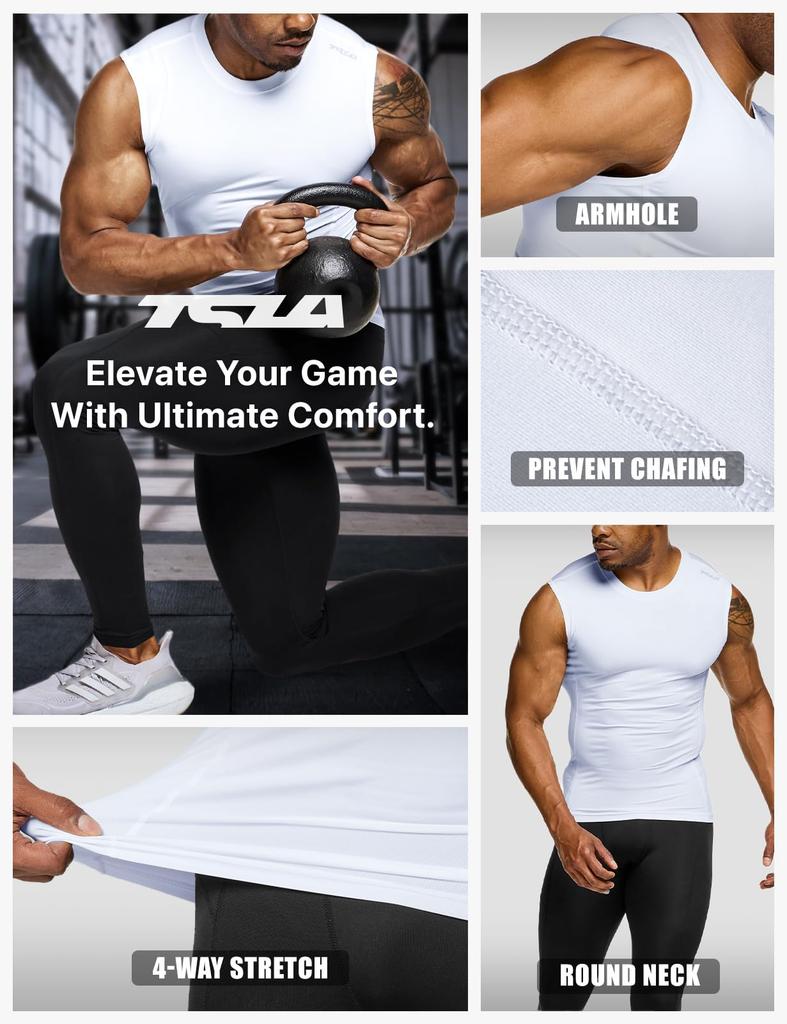 Tesla Спортивная майка без рукавов с УФ-защитой, компрессионная, для основы, компрессионная футболка, мужская майка, защита, влагоотводящая, быстросохнущая,