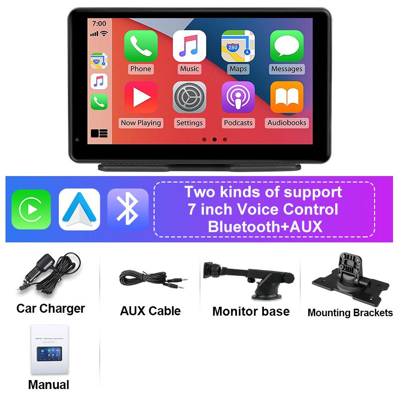 7-дюймовый автомобильный радиоприемник беспроводной CarPlay Android Auto мультимедийный видеоплеер портативный сенсорный экран AUX BT универсальный для Kia Toyota VW