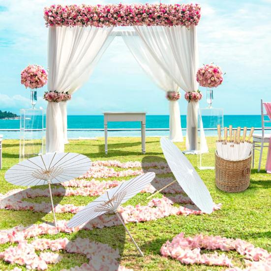 60/80СМ Сделай сам Раскрашивание Бумажный зонт Китайский стиль Декоративный Белый Зонт из масляной бумаги с деревянной ручкой Детское раскрашивание Восточный зонт Поделки