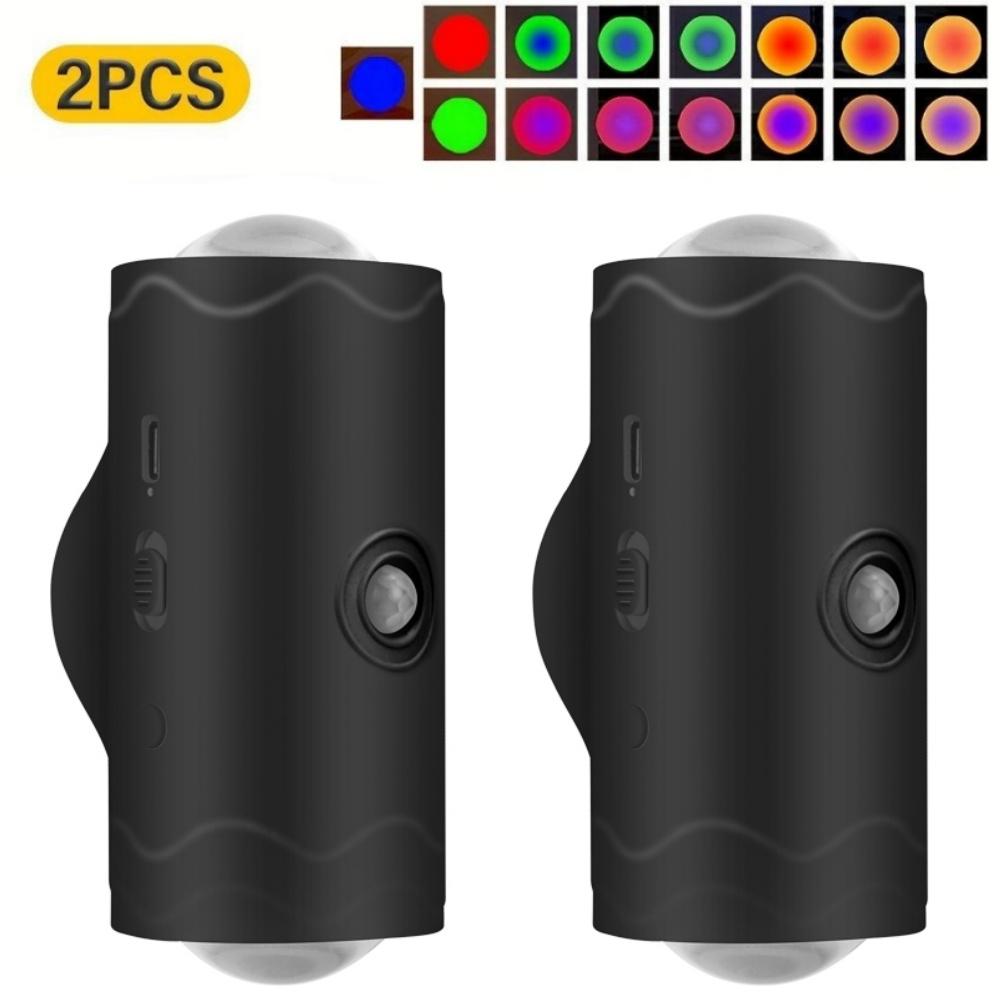 Светодиодные настенные бра с датчиком движения, перезаряжаемые на батарейках, настенные светильники RGB, беспроводные магнитные ночники для прихожей