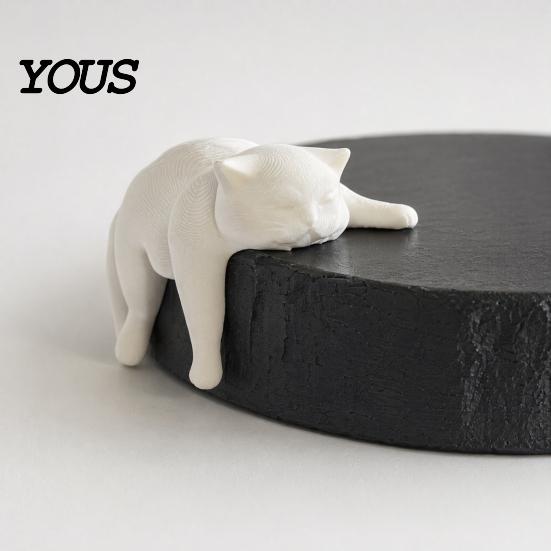 Современное украшение-кошка для дома, 3D-печатная ленивая фигурка, спящий котенок, декор для стола, милая статуэтка животного, минималистичный декор для комнаты, офиса, можно раскрашивать DIY