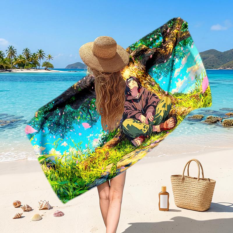 Itachi Uchiha Printed Swim Towel, Portable Water Absorbent Towel for Beach Camping Daily Bathroom Use