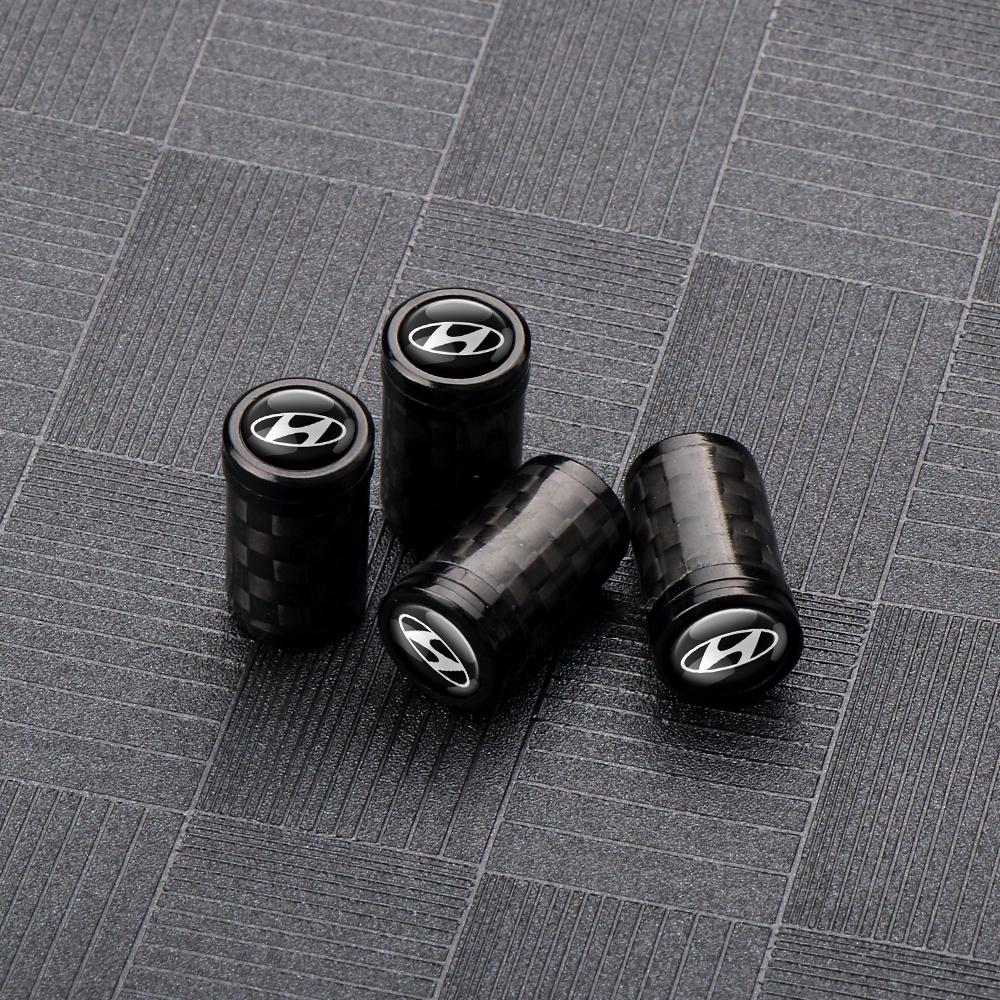4pcs Car Carbon Fiber Wheel Tire Valve Caps Car Accessories For Hyundai Kona Accent Elantra I20 I30 Sonata NLine Azera GDI Ioniq TT31