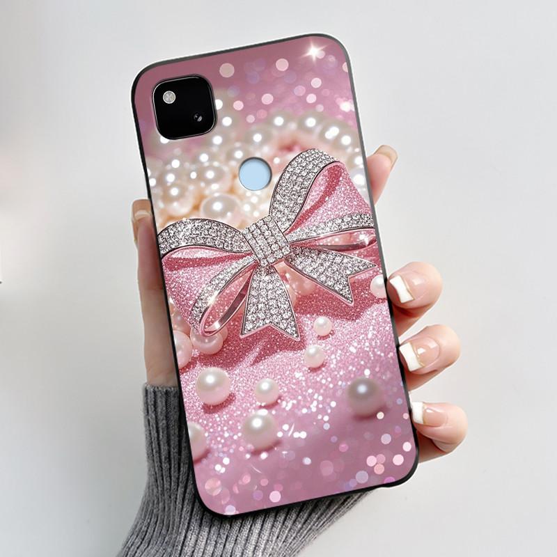 Чехол для Google Pixel 4A 4 A 4G Черный Чехол для Телефона Эстетичный Милый Кошка Мультяшный Тонкий Мягкий ТПУ Силиконовый Задняя Крышка Для Pixel4A Чехол
