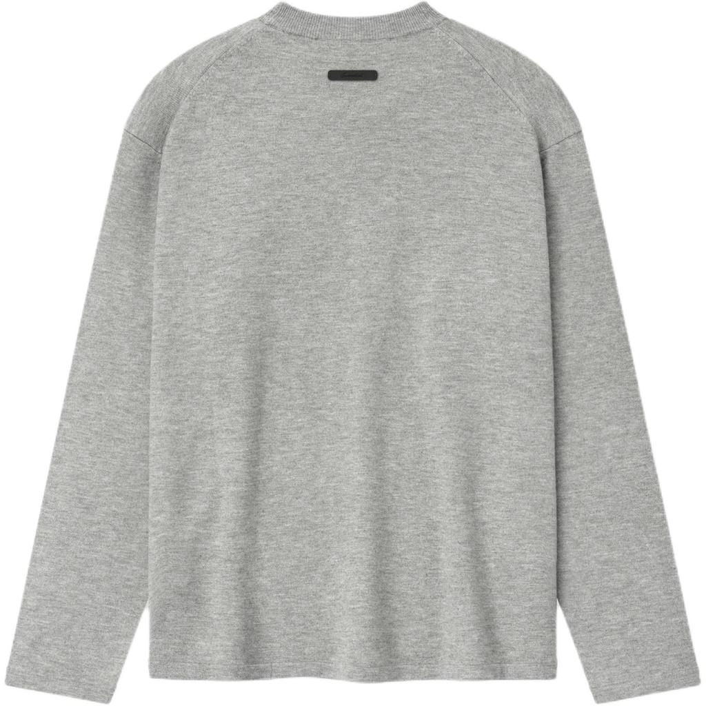 Fear of God Essentials Классическая вязаная футболка с длинным рукавом Бетонный меланж Женские топы Серый 192SP267802FW