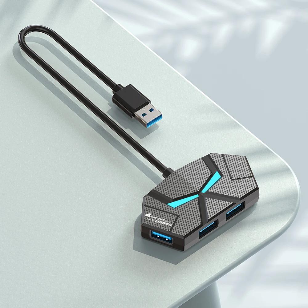 7 портов USB 3.0 HUB Док-станция Type C 5 Гбит/с Высокоскоростная передача Адаптер-разветвитель Для ноутбука Жесткий диск Мышь Клавиатура