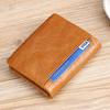 Мужской кожаный кошелек Trifold Retro RFID - короткий, с защитой от кражи и несколькими отделениями для карт