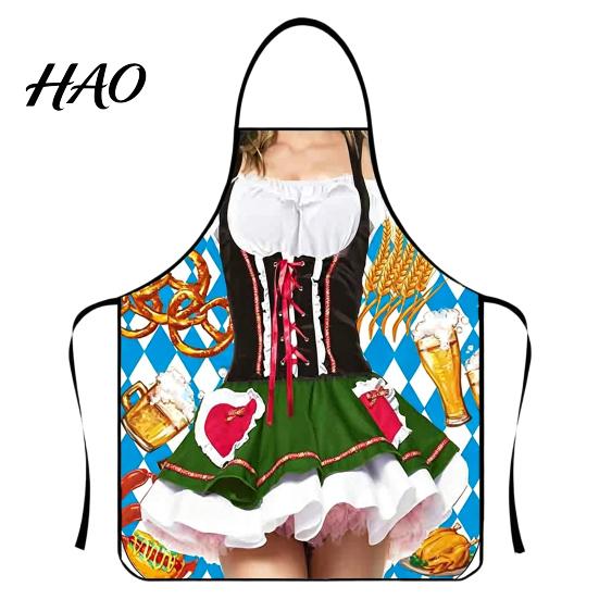 Fun Party Costume Accessories for Adults Funny Bavarian Beer Festival Apron, 3D Digital Print Polyester Kitchen Bib, Oktoberfest Aprons And