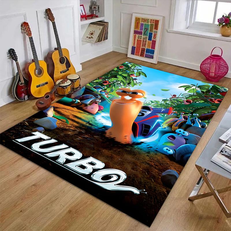 1pc TURBO (2) Design Printed Area Rug Carpet for Bedroom Living Room Home Decor Rugs Mat Non Slip Mat Rug for Bedside
