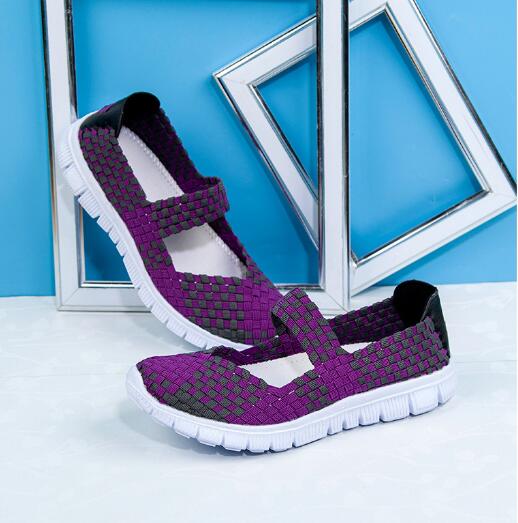 Fashion Summer Women Shoes Lady Hand Made Flats Sneakers Breathable Lightweight Flat Shoes Manual Woven Shallow Women Casual Shoes D114