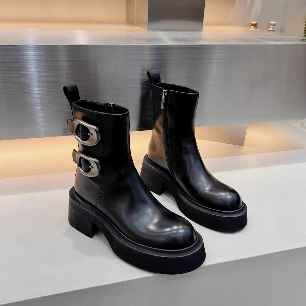 NEW Women Ankle Boots Eelgant Side Zippers Shoes Vintage Square Heels Autumn Winter Ladies Chelsea Booties