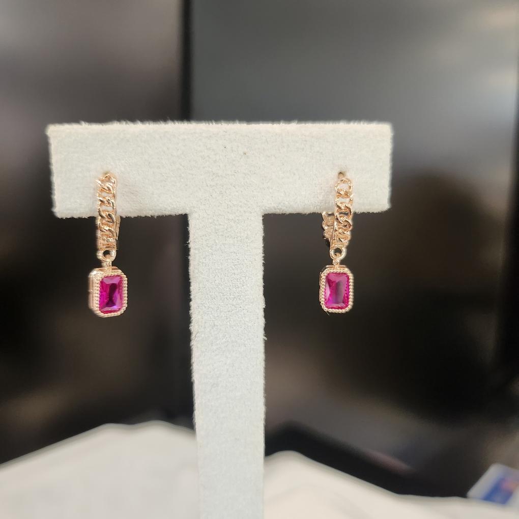 ARTRIA Ruby Simple E Mini Square Decorative Slim Earrings JTONERIN0010RBF