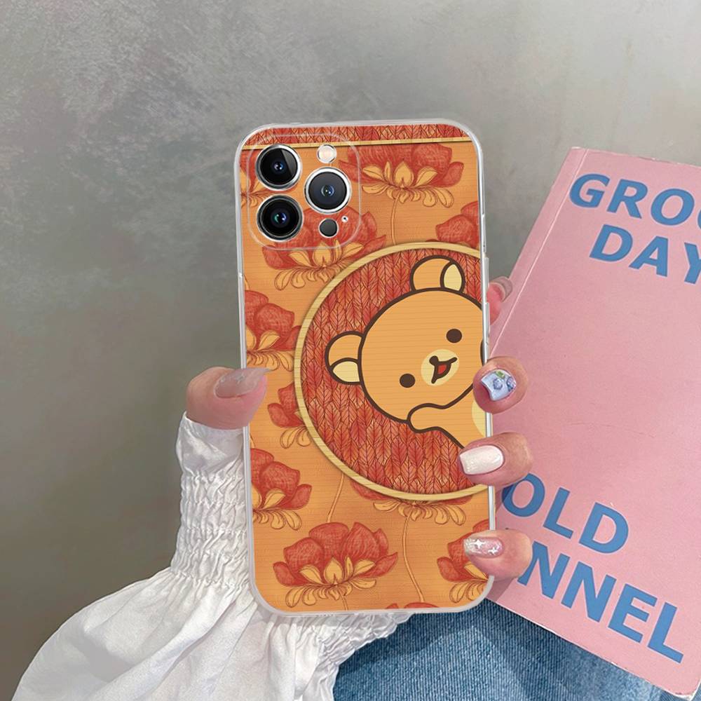 Популярный Милый Прозрачный Чехол Для Телефона С Медведем R-rilakkuma Для IPhone 17 Air 16 Pro Max 15 14 13 12 11Plus Ударопрочный Чехол